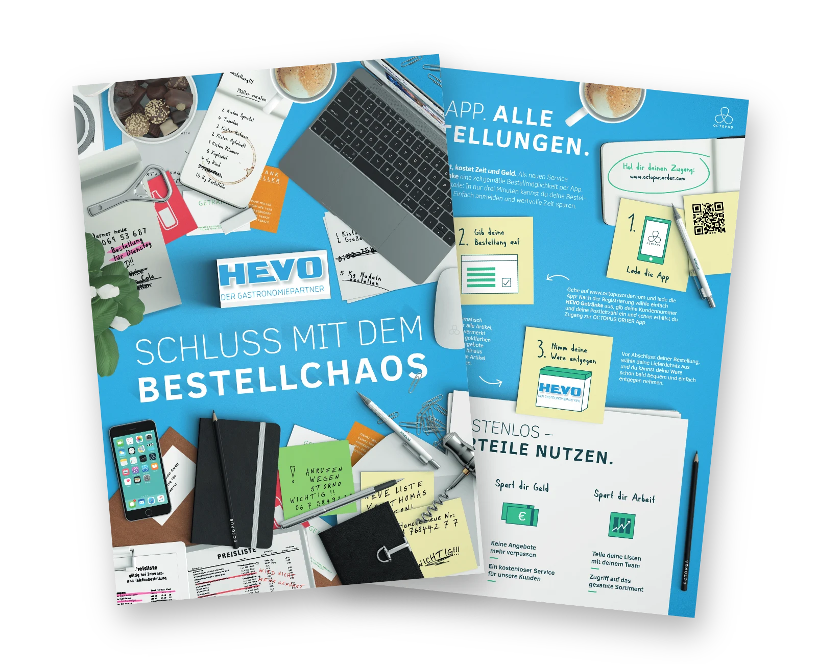 Flyer Octopus Order App von HEVO Getränke